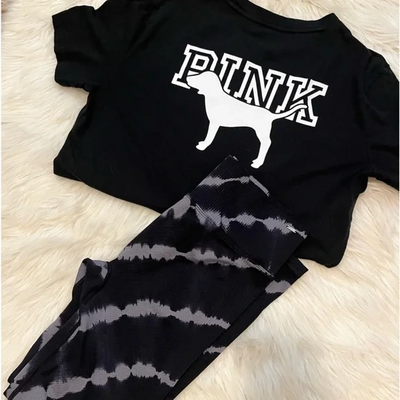 2 PIECE PINK VICTORIA’S SECRET BUNDLE TOP & LEGGINGS - Picture 3 of 13